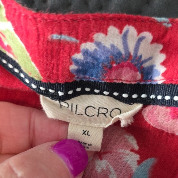 EUC Pilcro Anthropologie XL Red Floral Blouse - Picture 4 of 6